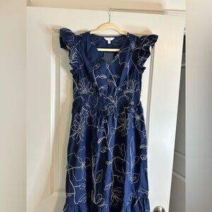 Crown & Ivy Navy Dress with White Floral Design